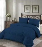 6x6/6x7 Warm Sherpa Fleece Duvet Set – Navy-Blue