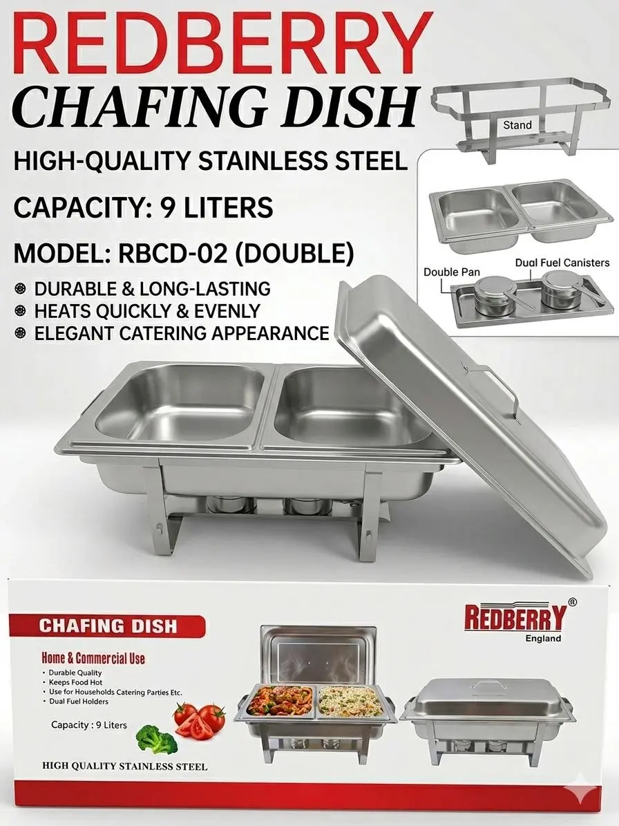 9L REDBERRY Double Partition Chafing Dish 9L REDBERRY Double Partition Chafing Dish
