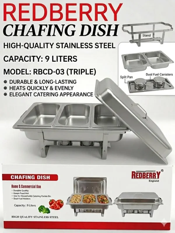 9L REDBERRY Triple Partition Chafing Dish
