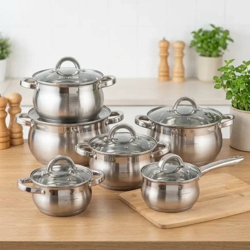 Edenberg 12-Piece Stainless Steel Cookware Set