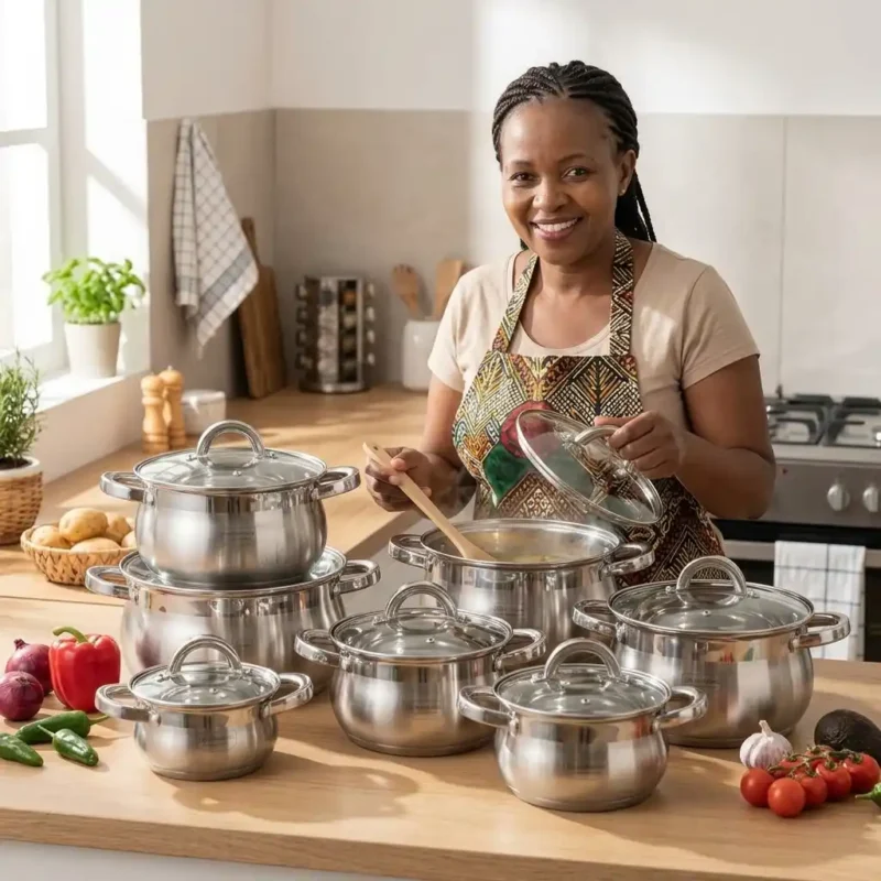 Edenberg 12-Piece Stainless Steel Cookware Set