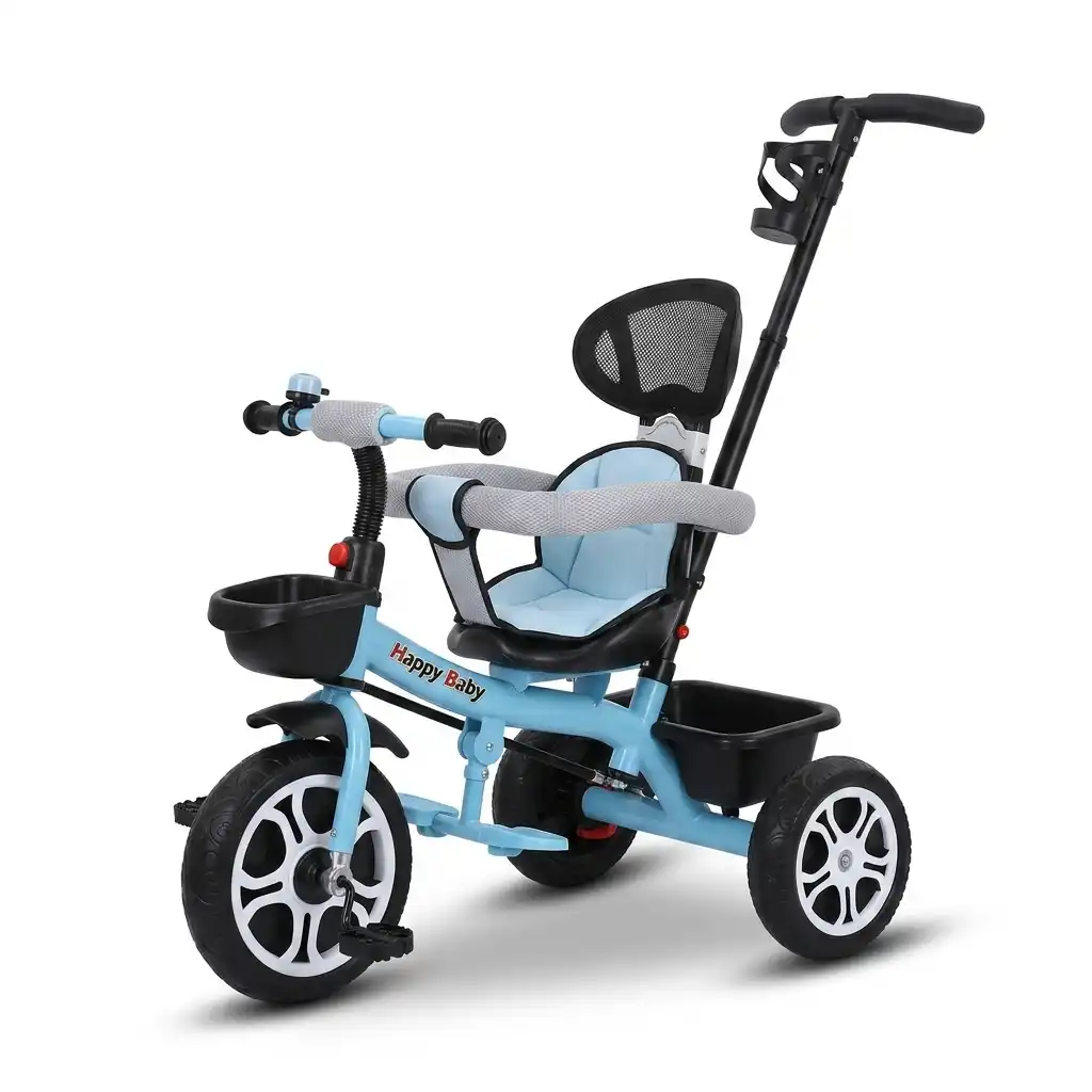 Kids Tricycle Bike with Protective Side Bar & Push Handle