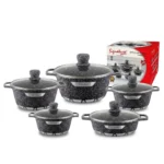 10-Piece Signature Granite Aluminum Cookware Set – Black