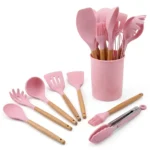 11-Piece Silicone Kitchen Utensil Set with Holder - Image 3