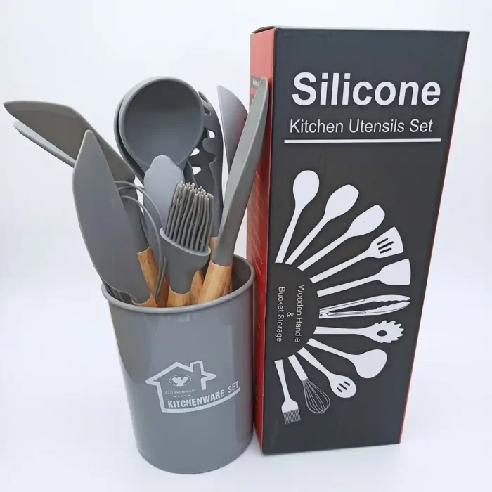 11-Piece Silicone Kitchen Utensil Set with Holder