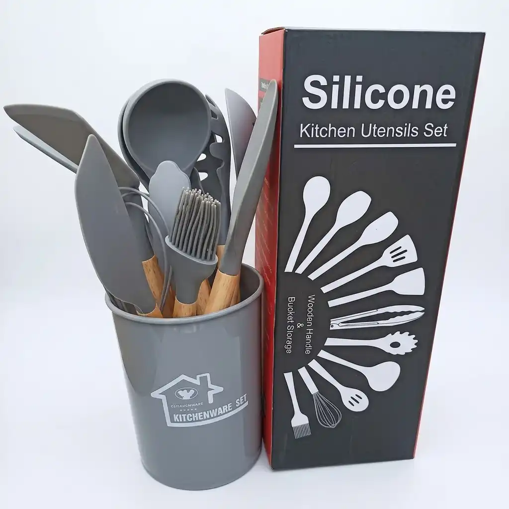 11-Piece Silicone Kitchen Utensil Set with Holder