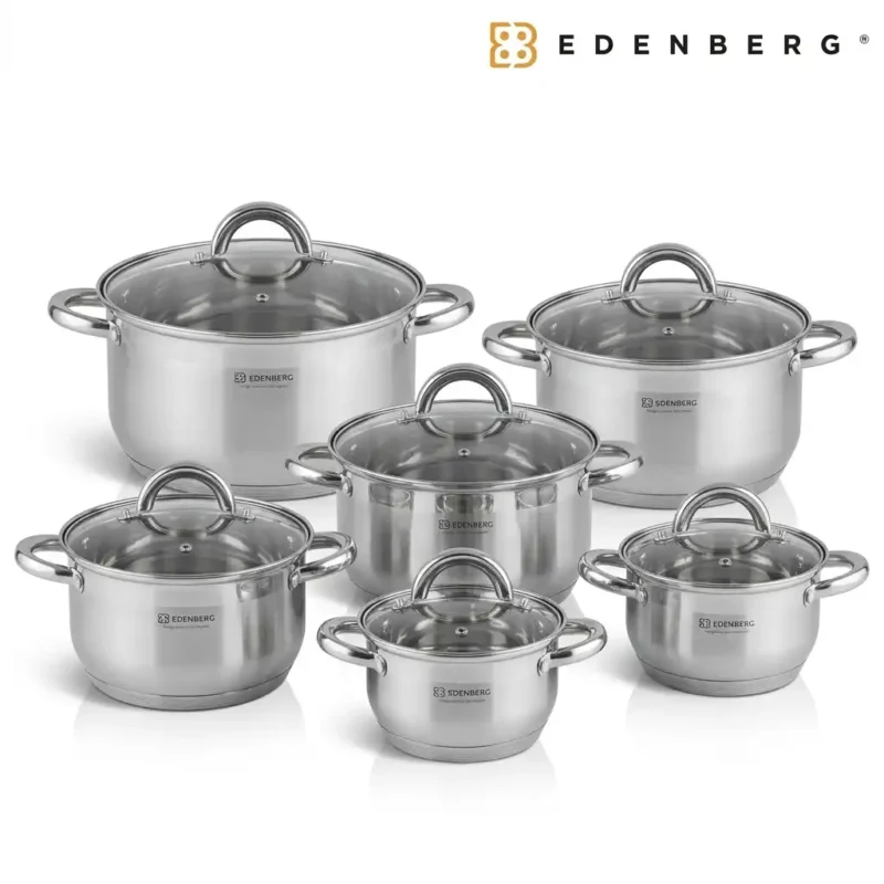 12 Piece Edenberg Stainless Steel Cookware Set EB 4000