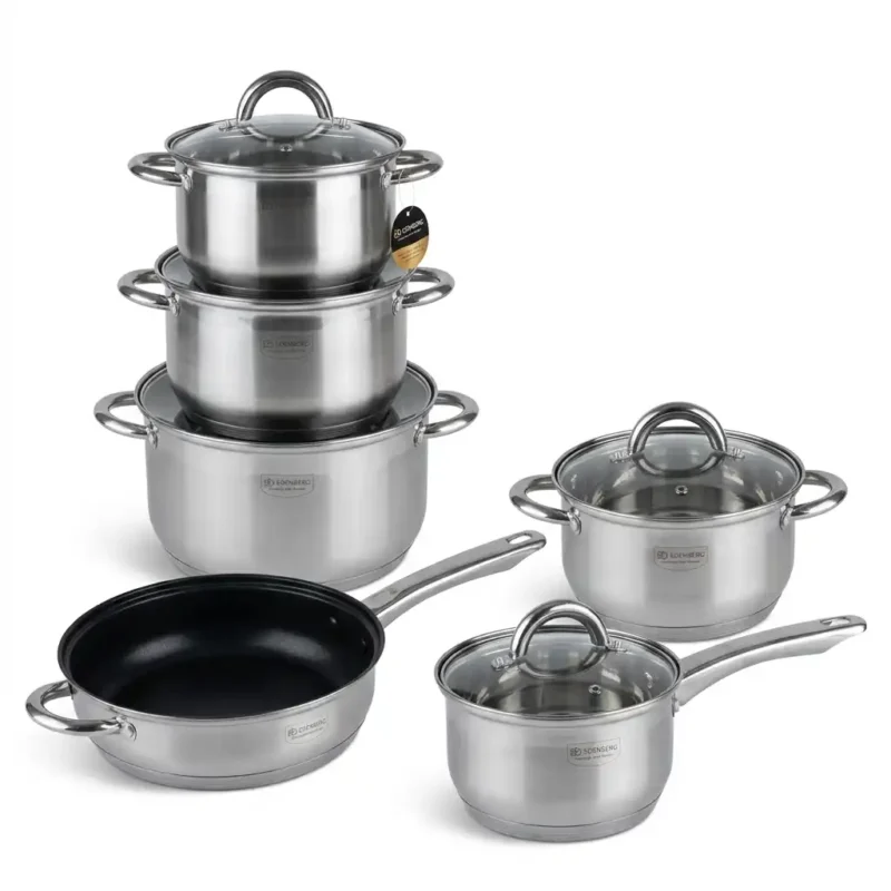12 Piece Edenberg Stainless Steel Cookware Set