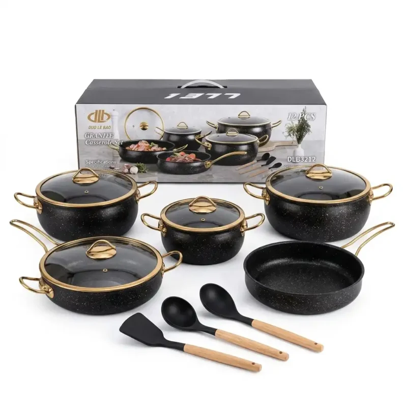 12pcs REDBERRY Stainless Steel Triply Granite Casserole Set
