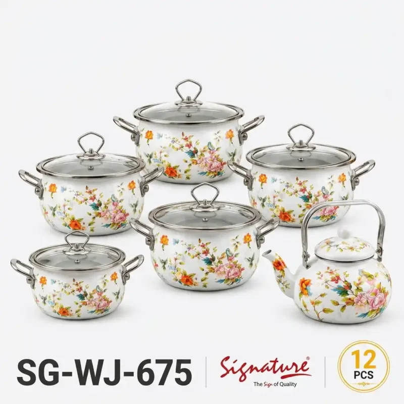 12pcs Signature Enamel Cookware Set with Kettle SG-WJ-675