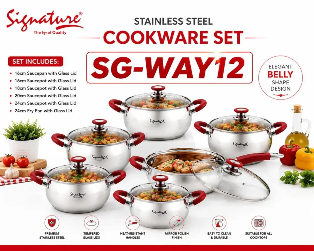 12pcs Signature Stainless Steel Cookware Set SG-WAY12