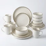24 Piece Ceramic Dinner Set Gold Elegant Dinnerware - Image 4
