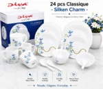 24-Piece Classique Diva Ceramic Glass Dinner Set – Silken Charm