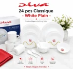 24-Piece Classique Diva Ceramic Glass Dinner Set