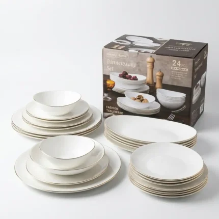 24-Piece Gold Line OpalWare Dinner Set | Smart Enterprise