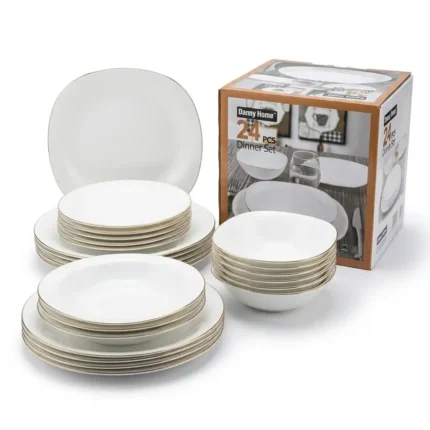 24-Piece Gold Line OpalWare Dinner Set | Smart Enterprise