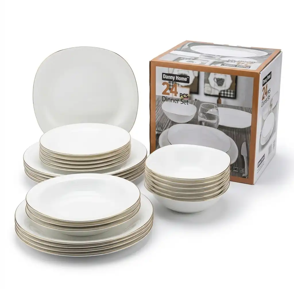 24-Piece Gold Line OpalWare Dinner Set | Smart Enterprise 24-Piece Gold Line OpalWare Dinner Set | Smart Enterprise