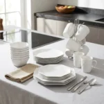 24-Piece Hexagon Ceramic Dinner Set Plates Cups - Image 4