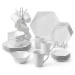 24-Piece Hexagon Ceramic Dinner Set Plates Cups