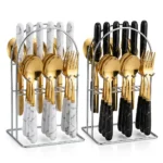 24-Piece Marble Stainless Steel Cutlery Set