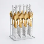 24-Piece Marble Stainless Steel Cutlery Set - Image 4