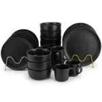 24 Piece Matte Black Ceramic Dinner Set | Smart Enterprise