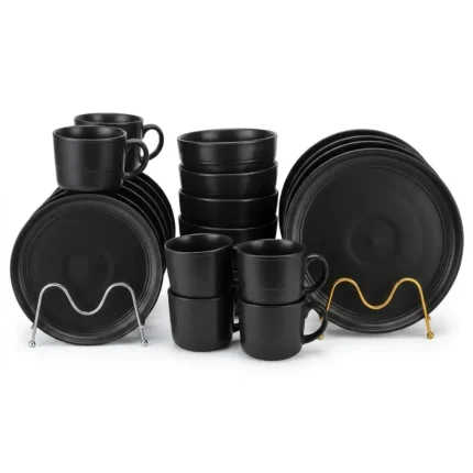 24 Piece Matte Black Ceramic Dinner Set | Smart Enterprise