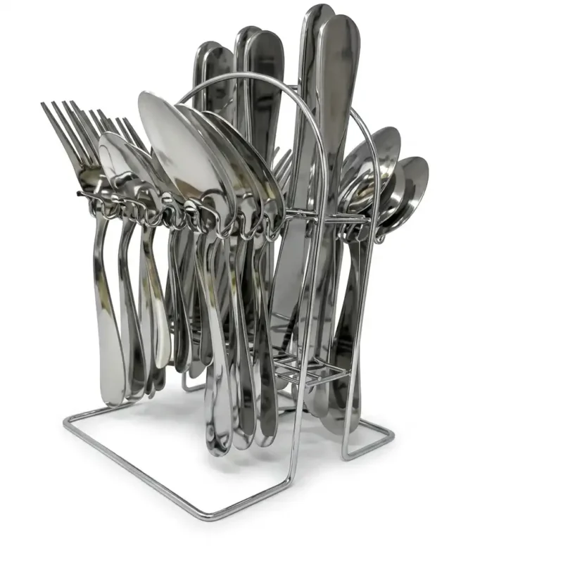 24-Piece Silver Stainless Steel Cutlery Set