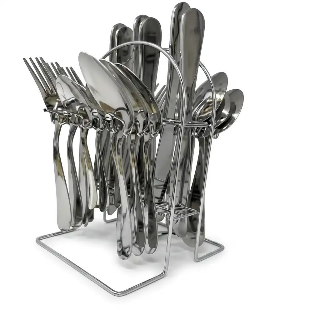 24-Piece Silver Stainless Steel Cutlery Set 24-Piece Silver Stainless Steel Cutlery Set