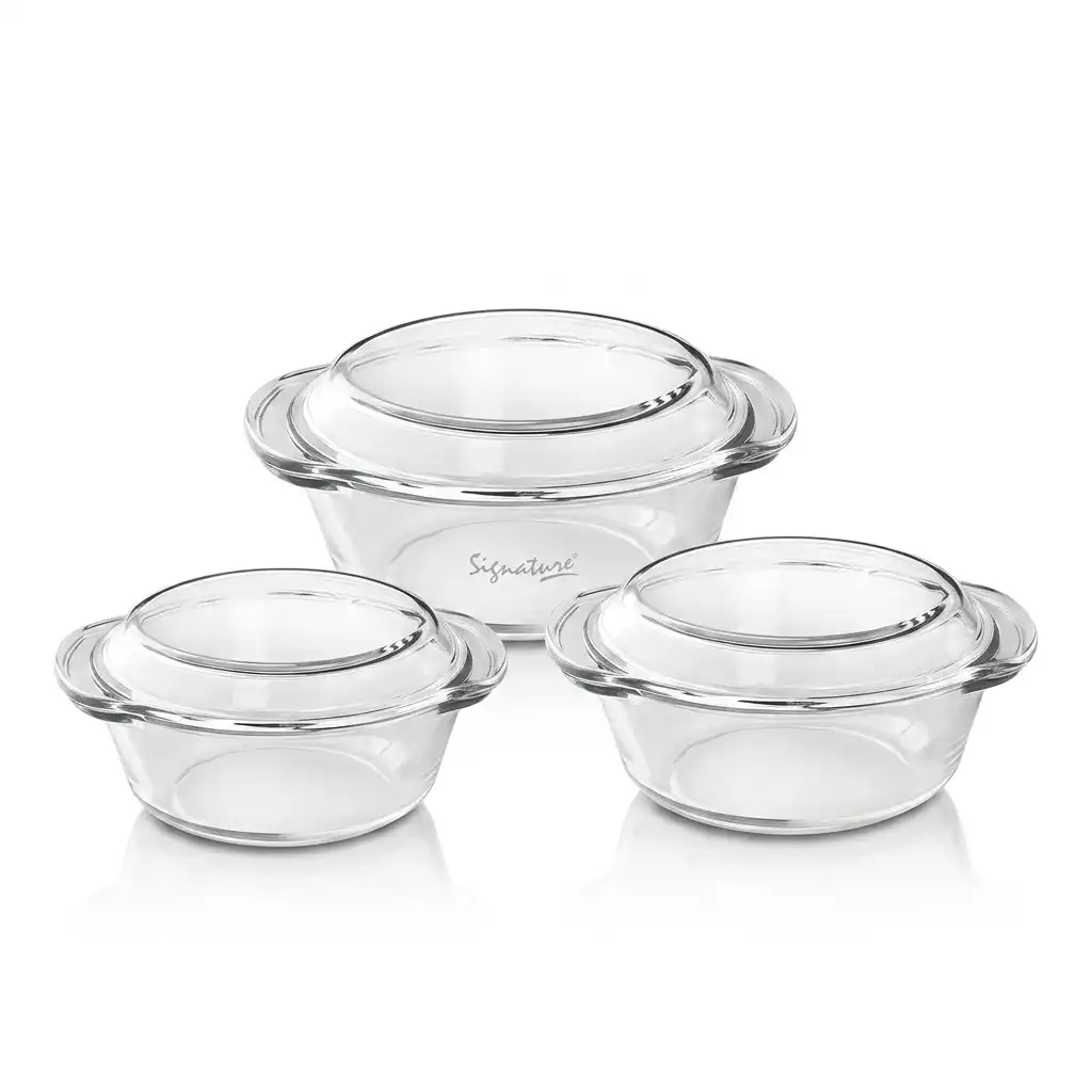 3-piece Signature Clear Glass Casserole Set