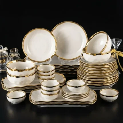 30-Piece Ceramic Gold Line Dinner Set