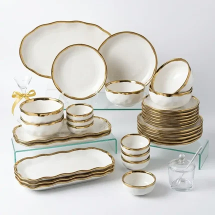 30-Piece Ceramic Gold Line Dinner Set