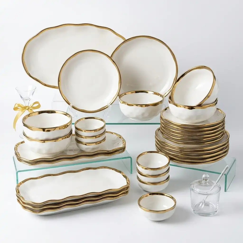 30-Piece Ceramic Gold Line Dinner Set 30-Piece Ceramic Gold Line Dinner Set