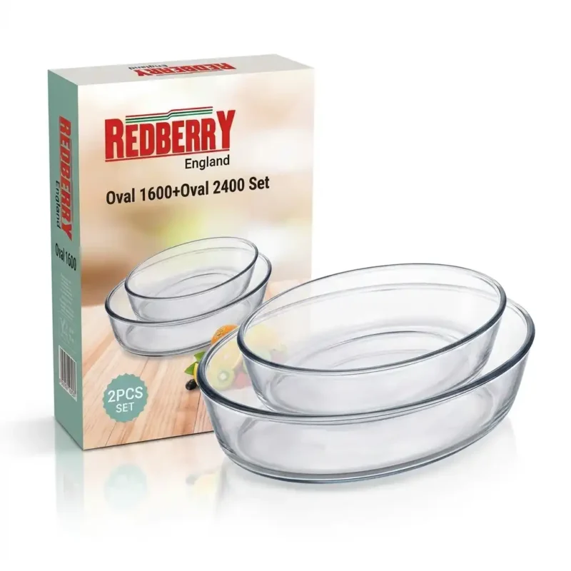 2pcs Borosilicate Glass Oval Dish Set