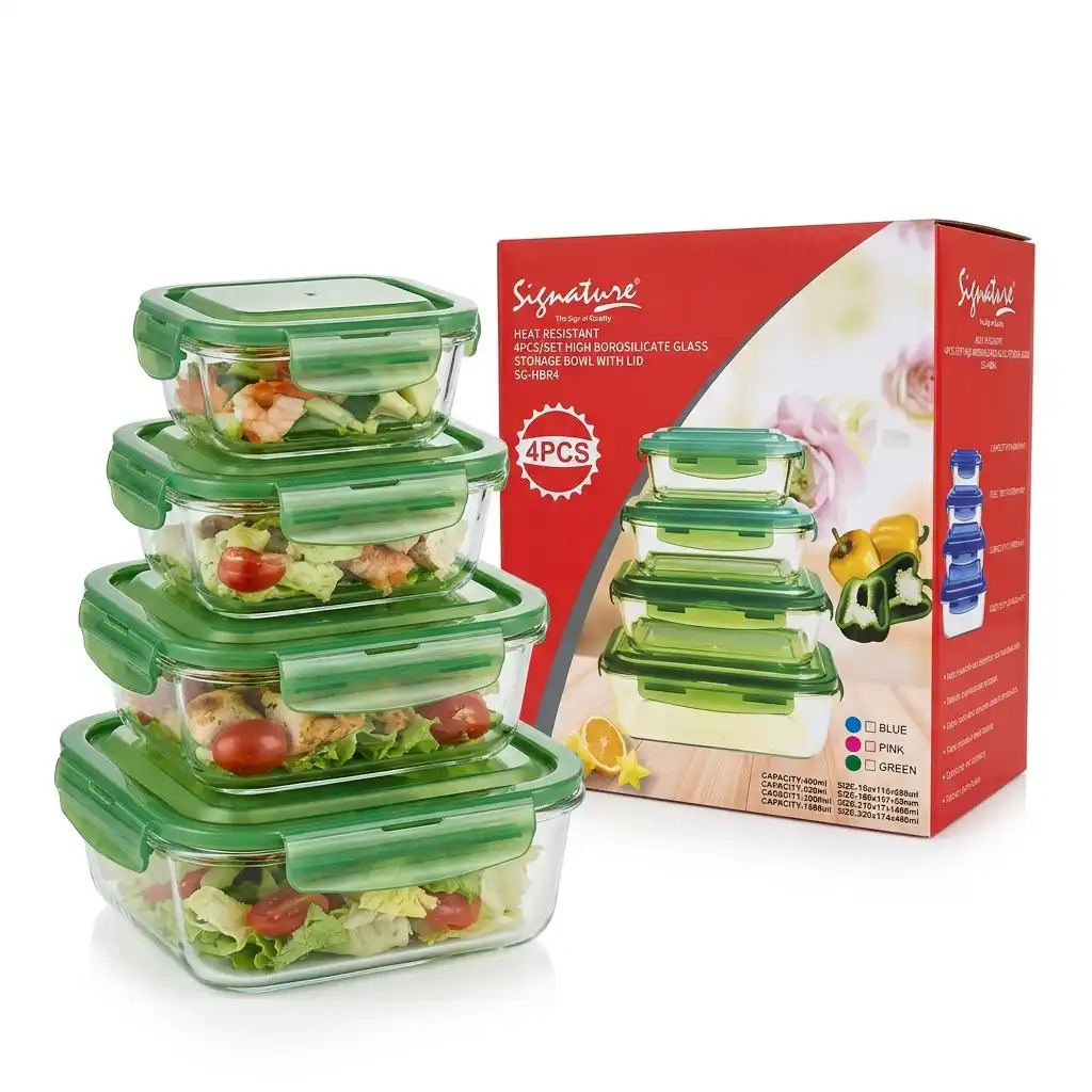 Signature 4 Glass Storage Bowls Airtight