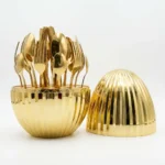 Stripped Gold Mood Egg 24 Pcs Cutlery Set – Gold