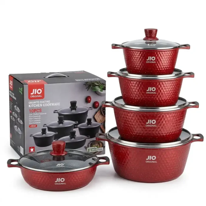 10-Piece Redberry JIO Granite Nonstick Cookware Set