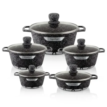 10-Piece Signature Granite Aluminum Cookware Set