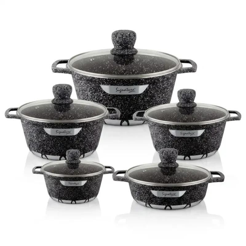 10-Piece Signature Granite Aluminum Cookware Set