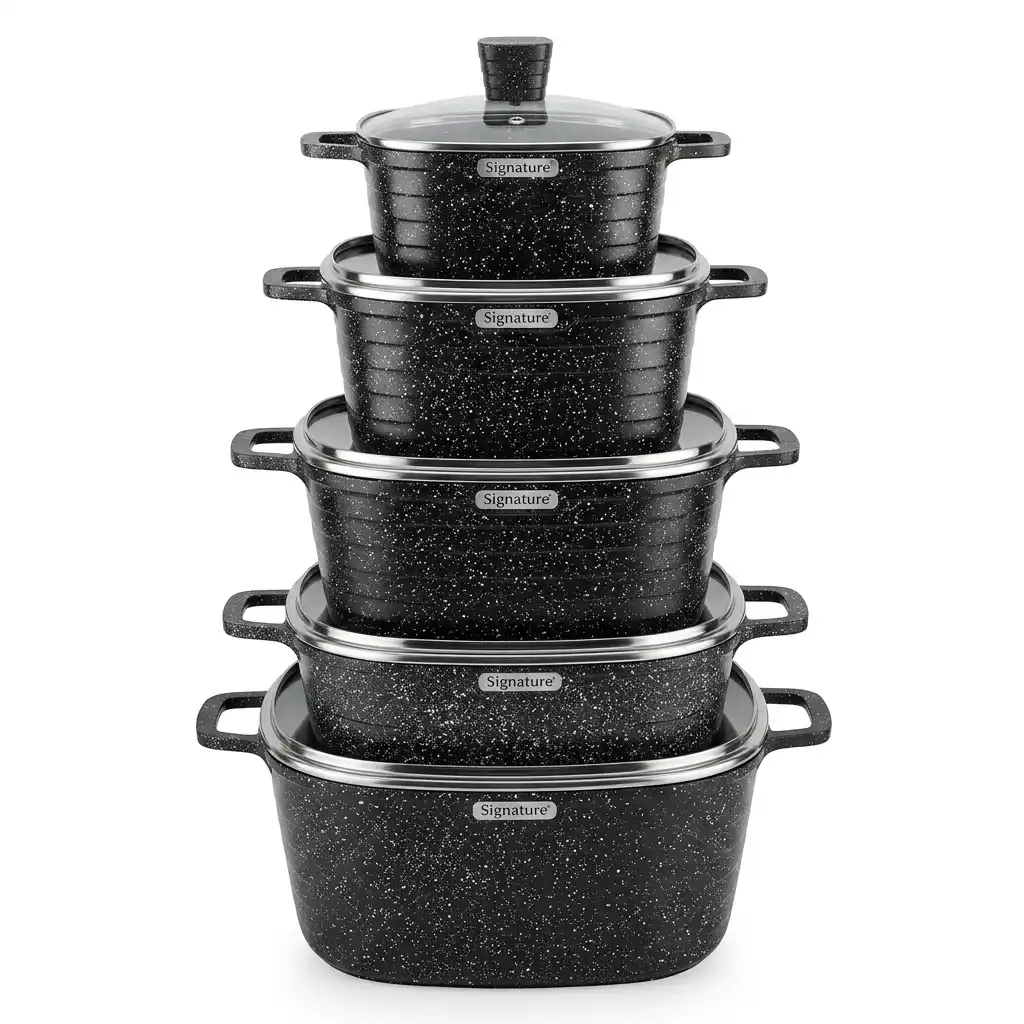 10-Piece Signature Square Granite Die Cast Cookware Set 10-Piece Signature Square Granite Die Cast Cookware Set