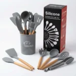 11-Piece Silicone Kitchen Utensil Set with Holder - Image 14