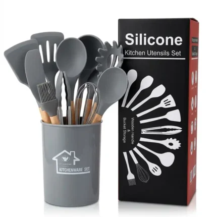 11-Piece Silicone Kitchen Utensil Set with Holder