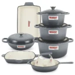 13-Piece Enamel Coated Cast Iron Cookware Set – Grey