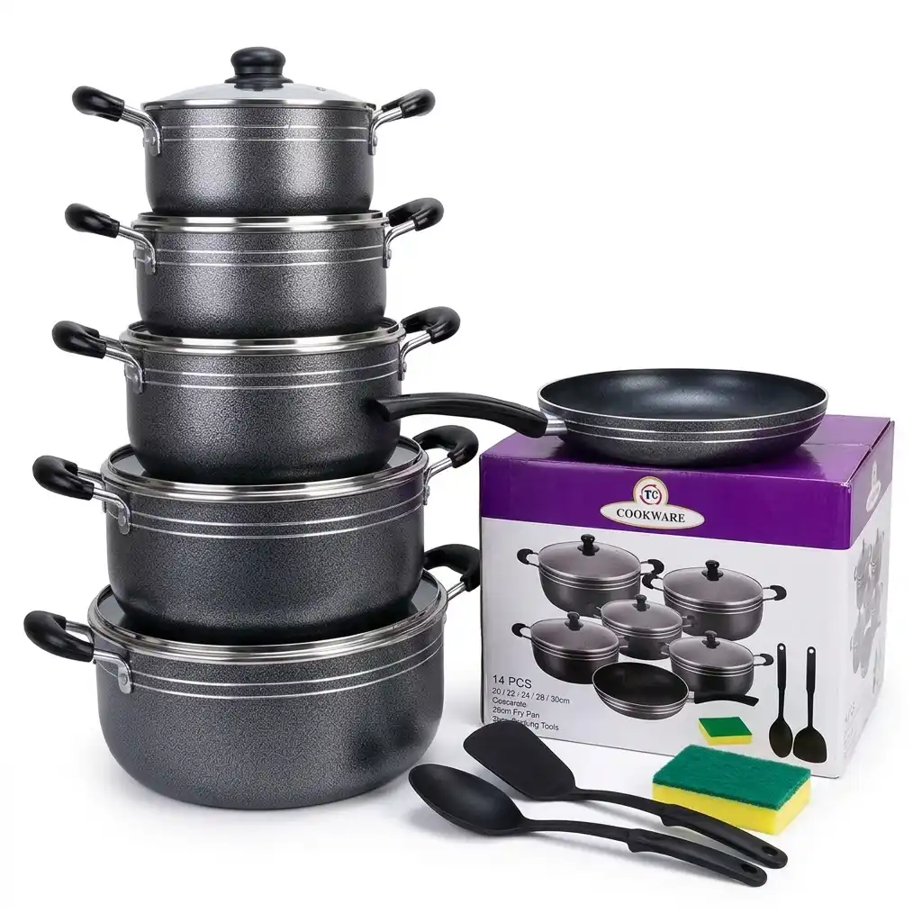 14-Piece TC Nonstick Cookware Set with Frying Pan