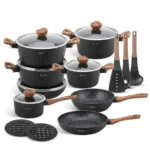 15-Piece Edenberg Ceramic Marble Cookware Set