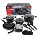 15-Piece REDBERRY JIO Forged Nonstick Cookware Set – Black