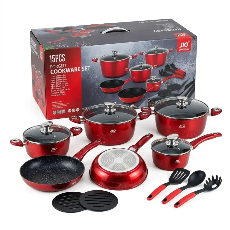 15-Piece REDBERRY JIO Forged Nonstick Cookware Set