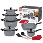 16-Piece REDBERRY UCC LIFE Granite Nonstick Cookware Set