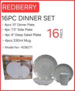 16 Pieces Redberry Stoneware Dinner Set – Theme 4