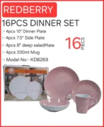 16 Pieces Redberry Stoneware Dinner Set – Theme 2